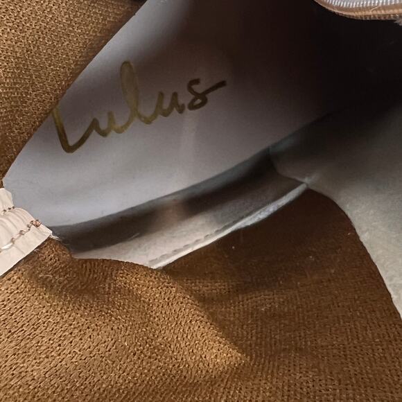 Lulus Essex Booties Brown Size 11 Mid Calf Pointed Toe Faux Leather Zippers Shoe - Picture 7 of 11